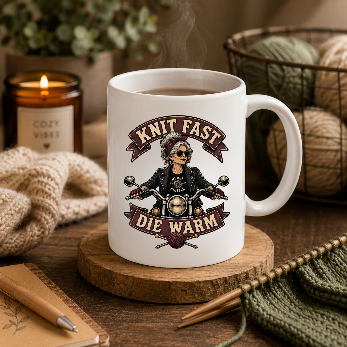 Knit Fast Die Warm - Mug | Funny Gift for Knitters