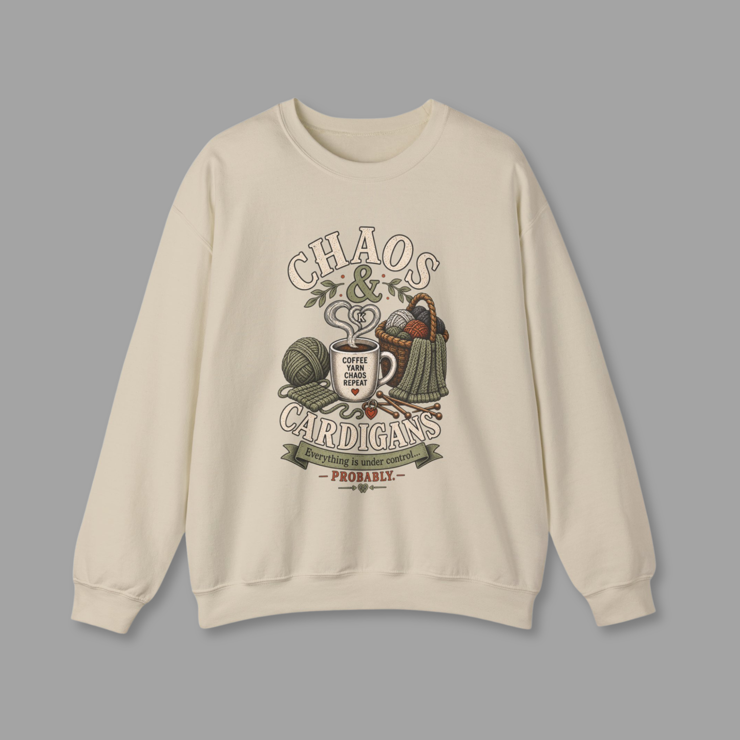 Chaos & Cardigans Knitting Sweatshirt | Funny Gift for Knitters